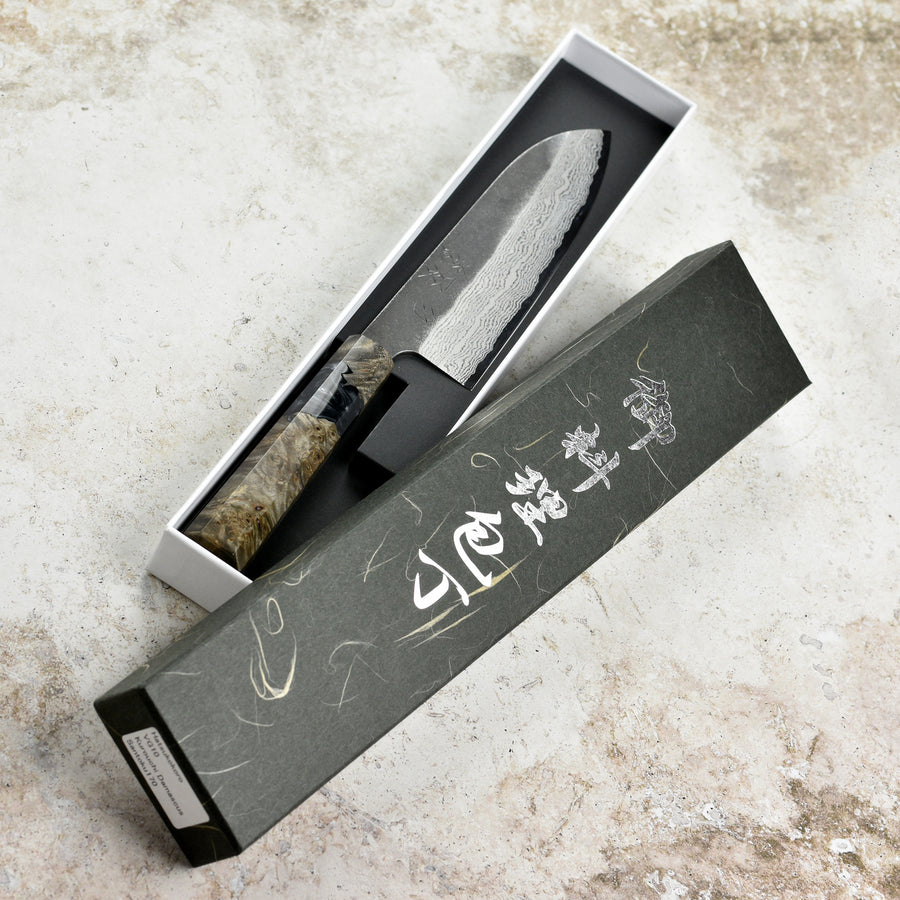 Hatsukokoro Atelier Kurouchi Damascus 6.7" Santoku