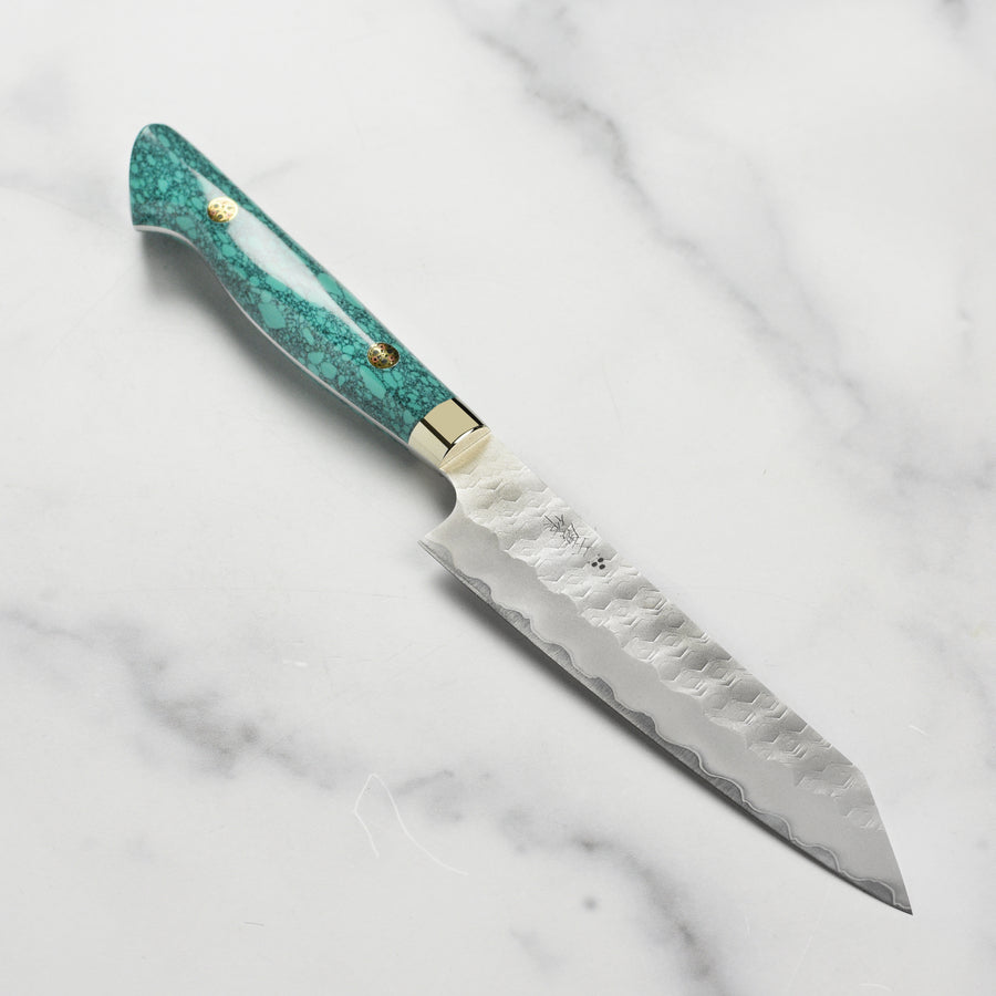 Nigara SG2 Migaki Tsuchime 5.9" Kiritsuke Petty, Green Turquoise