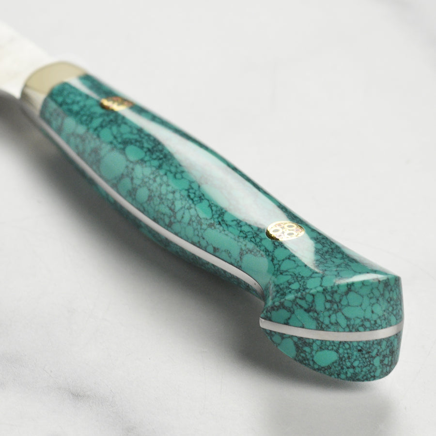 Nigara SG2 Migaki Tsuchime 5.9" Kiritsuke Petty, Green Turquoise