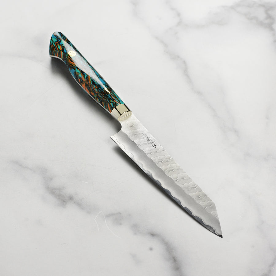 Nigara SG2 Migaki Tsuchime 5.9" Kiritsuke Petty, Marbled Turquoise