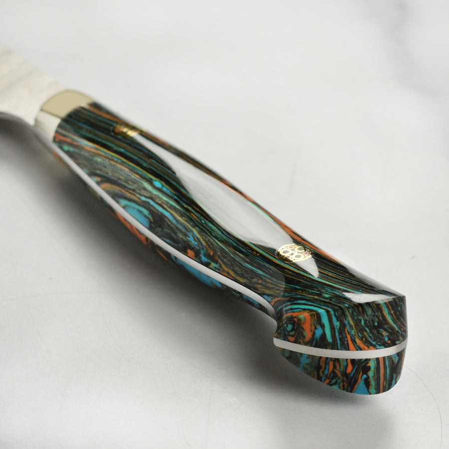 Nigara SG2 Migaki Tsuchime 5.9" Kiritsuke Petty, Marbled Turquoise