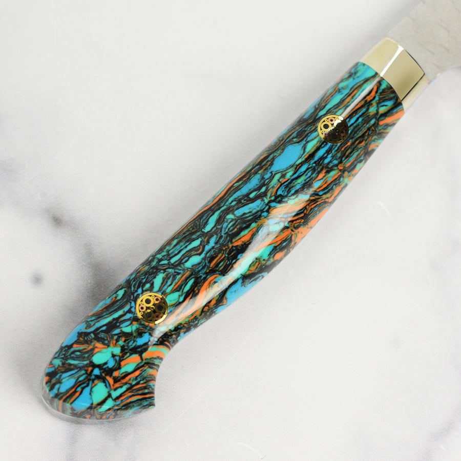 Nigara SG2 Migaki Tsuchime 5.9" Kiritsuke Petty, Marbled Turquoise