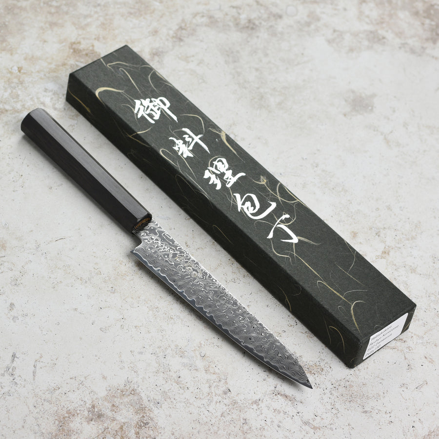 Hatsukokoro Ryuhyo SG2 Kurozome Damascus 5.9" Petty