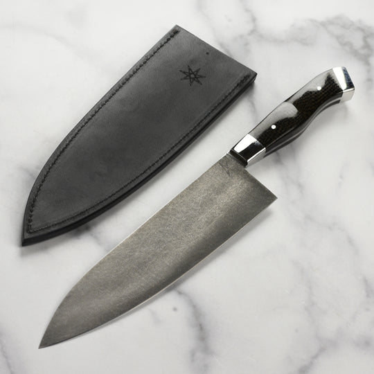 Town Cutler Carbon Pommel 8.5" Chef's Knife with Leather Sheath