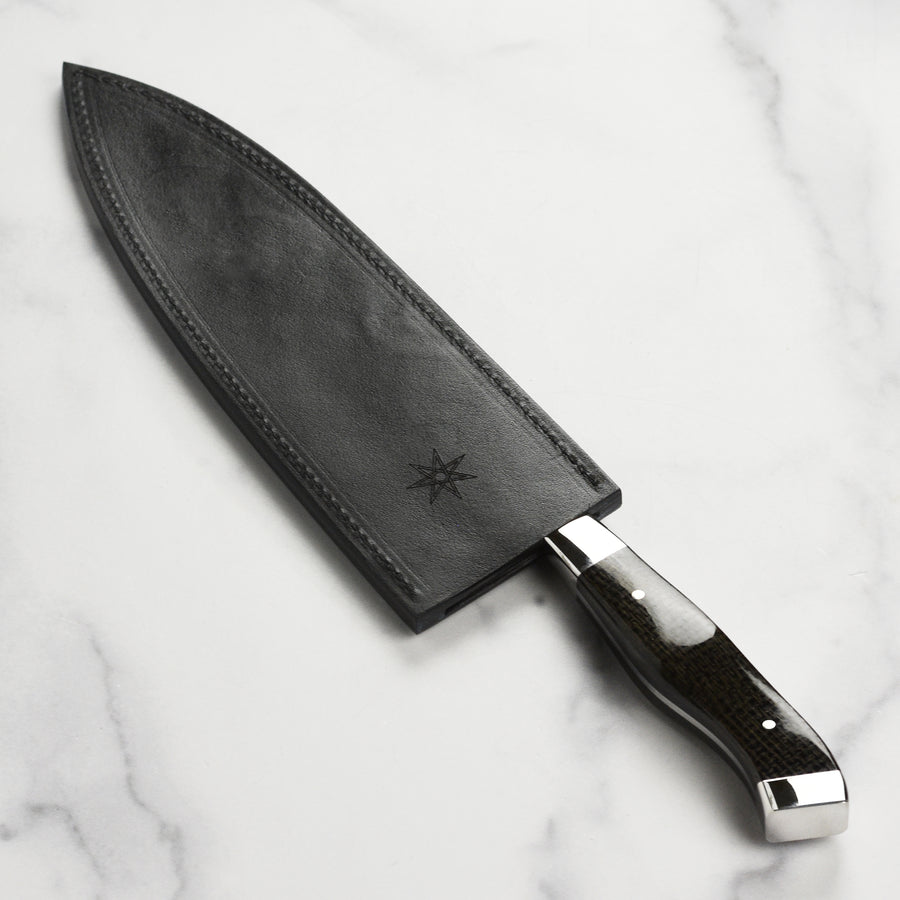 Town Cutler Carbon Pommel 8.5" Chef's Knife with Leather Sheath