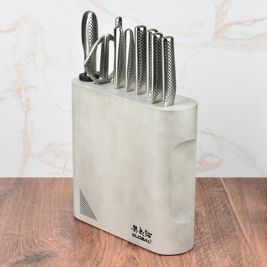 Global 10 Piece Kanpeki Knife Block Set, Cement Gray