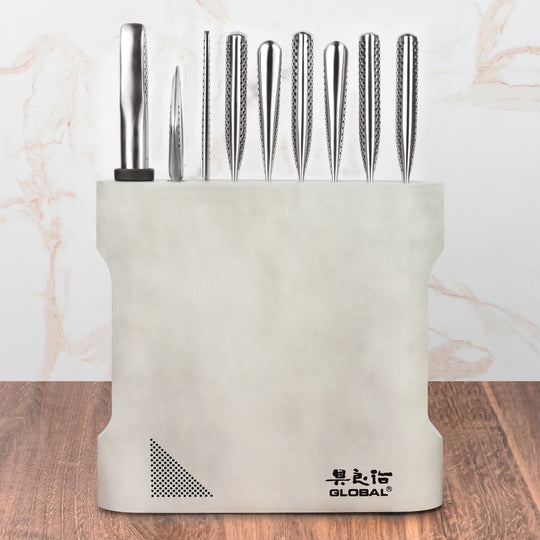 Global 10 Piece Kanpeki Knife Block Set, Cement Gray