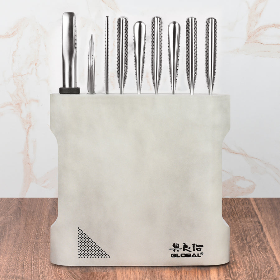Global 10 Piece Kanpeki Knife Block Set, Cement Gray