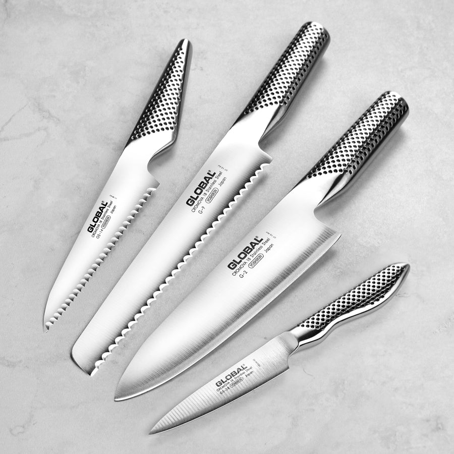 Global Toshi 5 Piece Knife Block Set, Acacia