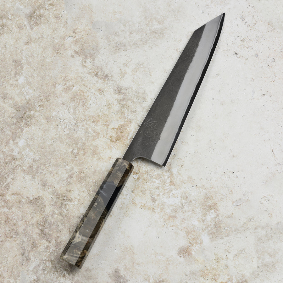 Yoshikane Shirogami #2 Kurouchi Stainless Clad 8.25" Kiritsuke, Stabilized Birch
