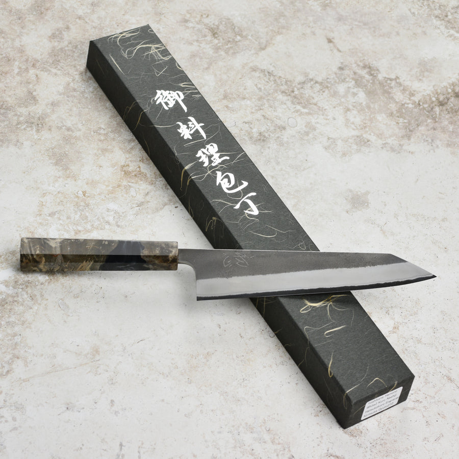 Yoshikane Shirogami #2 Kurouchi Stainless Clad 8.25" Kiritsuke, Stabilized Birch