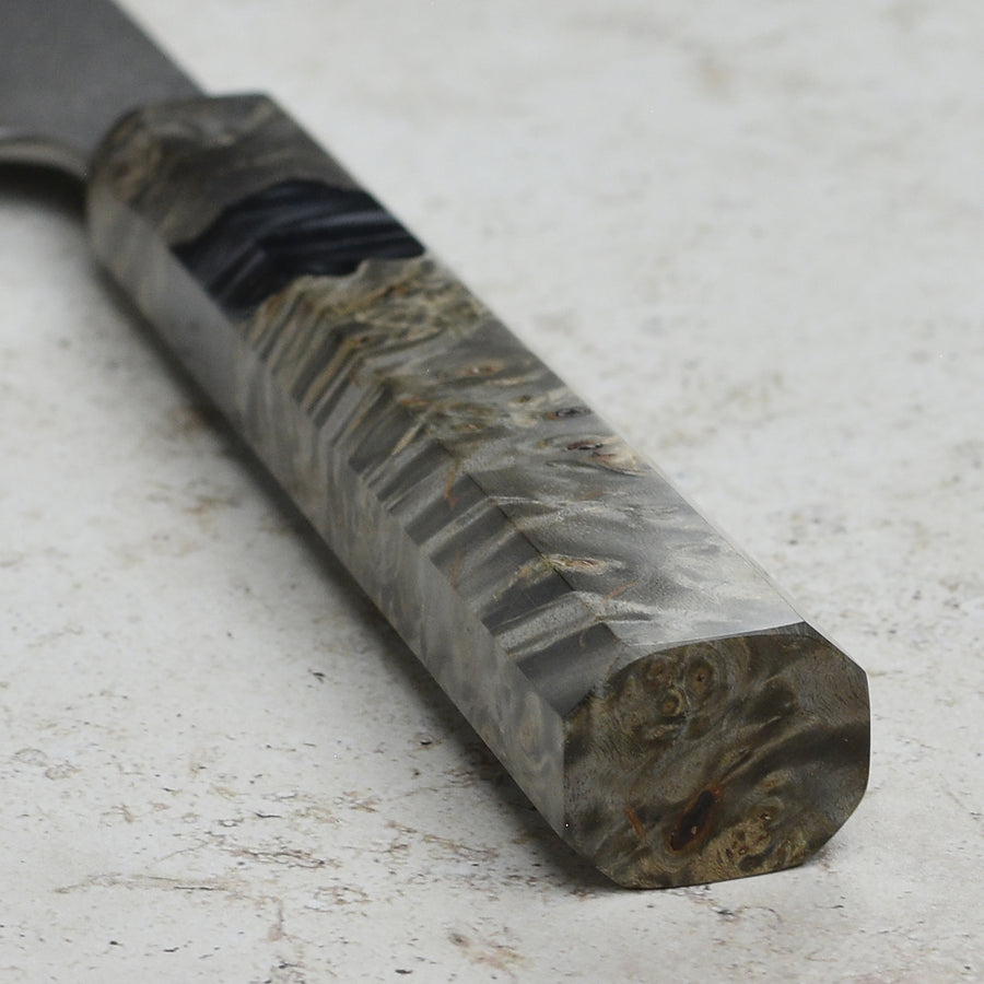Yoshikane Shirogami #2 Kurouchi Stainless Clad 9.4" Sujihiki, Stabilized Birch