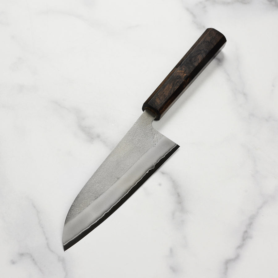 Yoshikane Shirogami #2 Nashiji Stainless Clad 6.5" Santoku