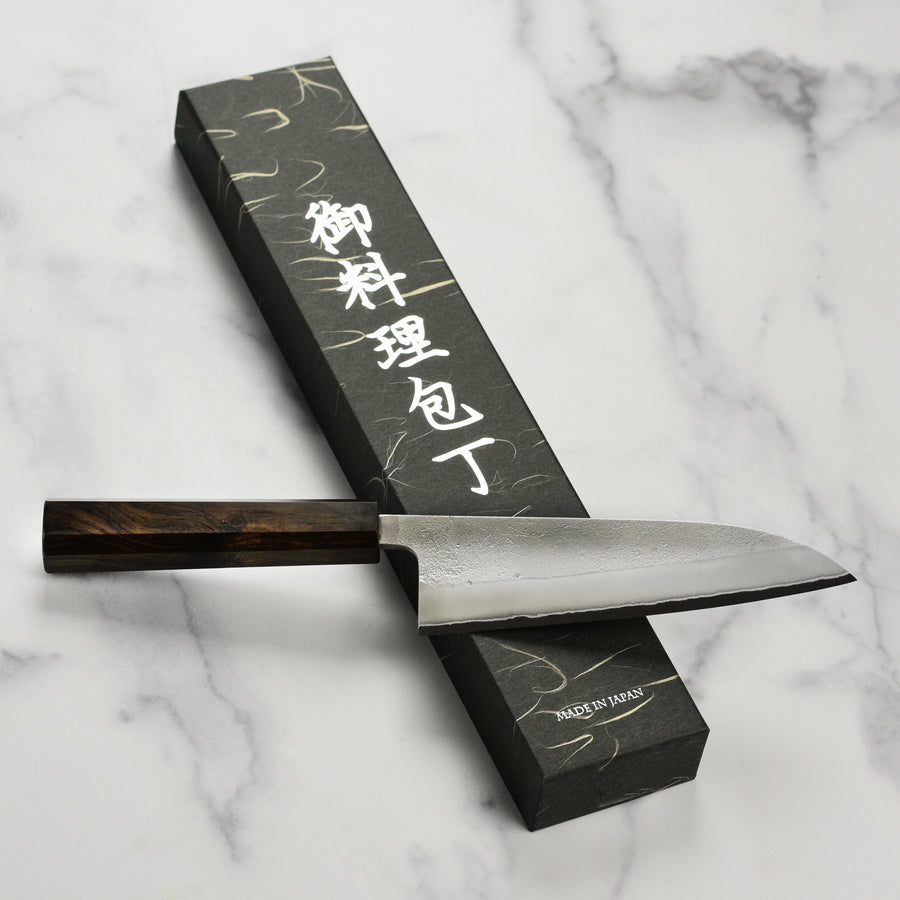 Yoshikane Shirogami #2 Nashiji Stainless Clad 6.5" Santoku