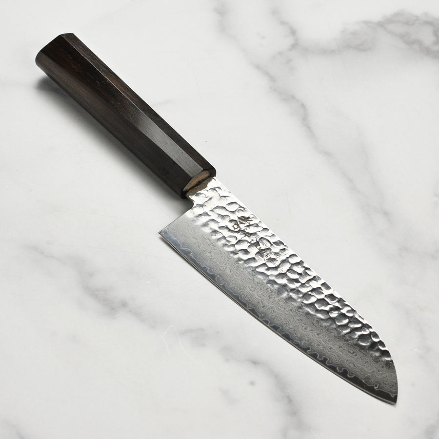 Takayuki Tsuchime Damascus 6.7" Santoku with Ebony Handle