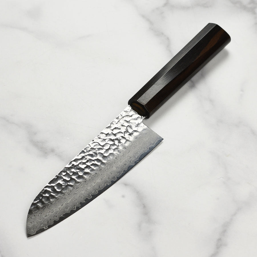 Takayuki Tsuchime Damascus 6.7" Santoku with Ebony Handle