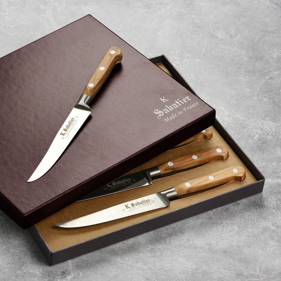 K Sabatier Olive Wood 6 Piece Steak Knife Set