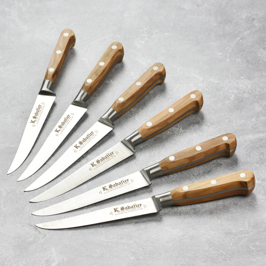 K Sabatier Olive Wood 6 Piece Steak Knife Set