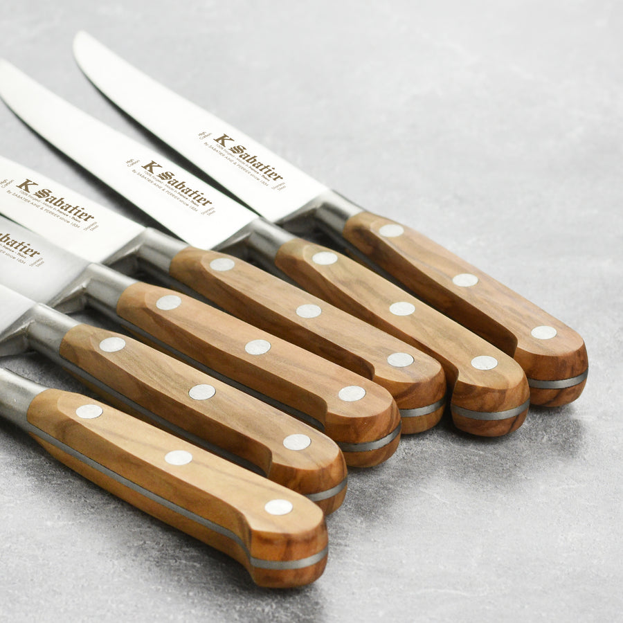 K Sabatier Olive Wood 6 Piece Steak Knife Set