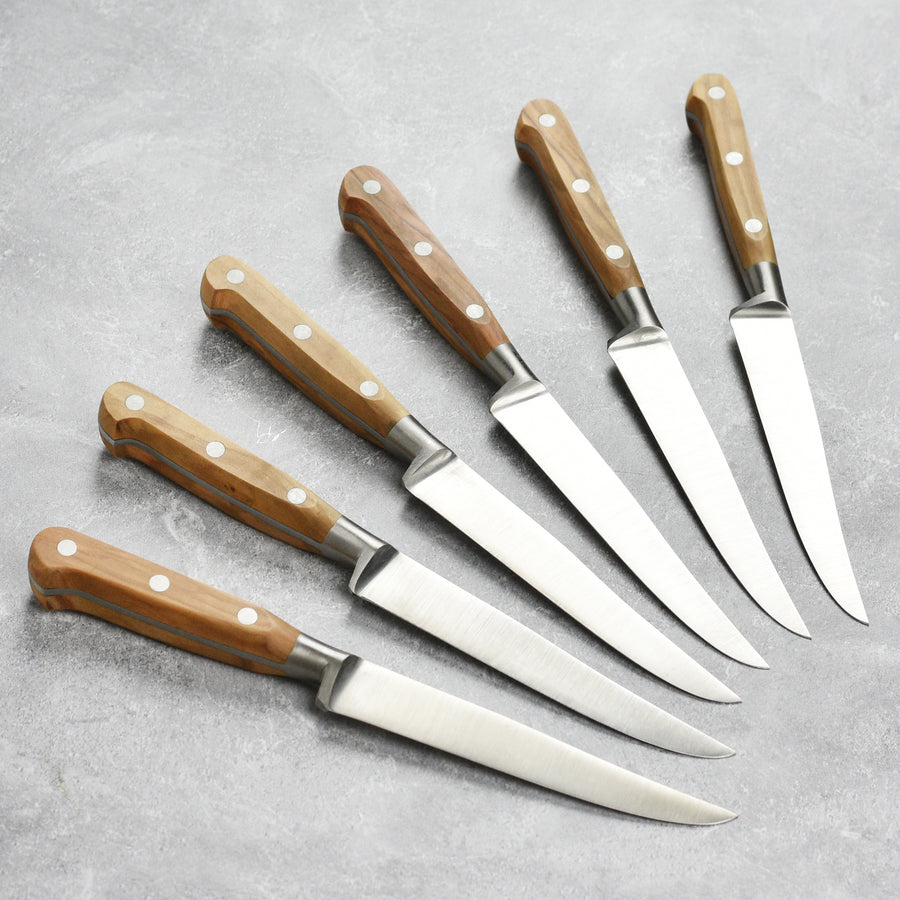 K Sabatier Olive Wood 6 Piece Steak Knife Set