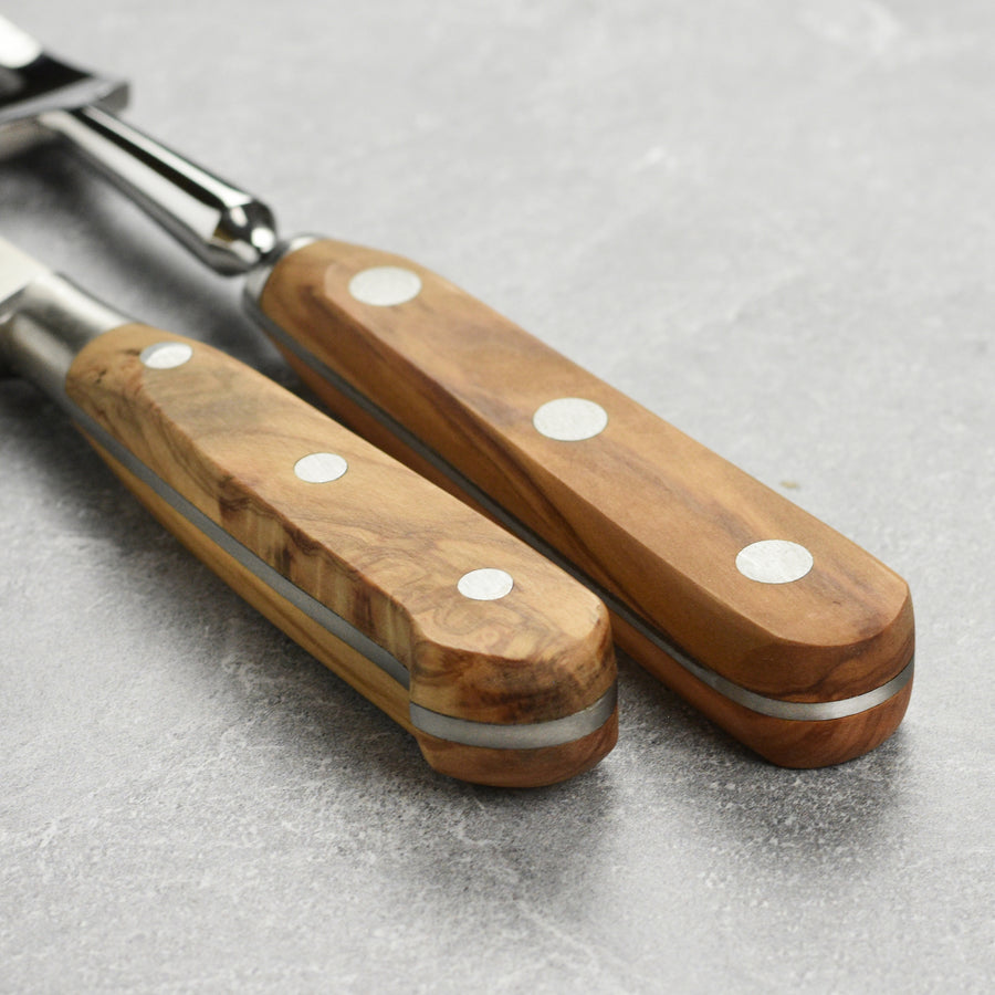 K Sabatier Olive Wood Carving Knife & Fork Set