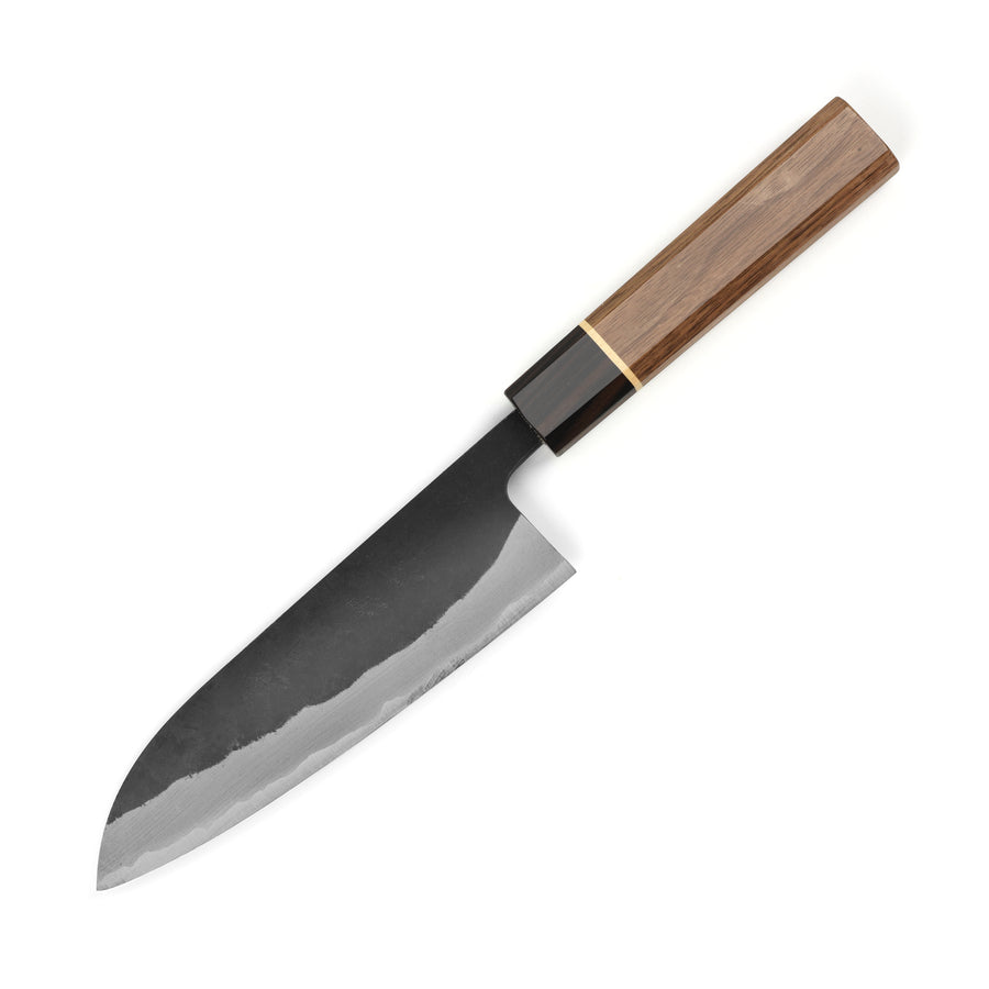Shiro Kamo Aogami Super Kurouchi Stainless Clad 6.5" Santoku