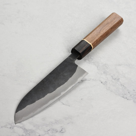 Shiro Kamo Aogami Super Kurouchi Stainless Clad 6.5" Santoku