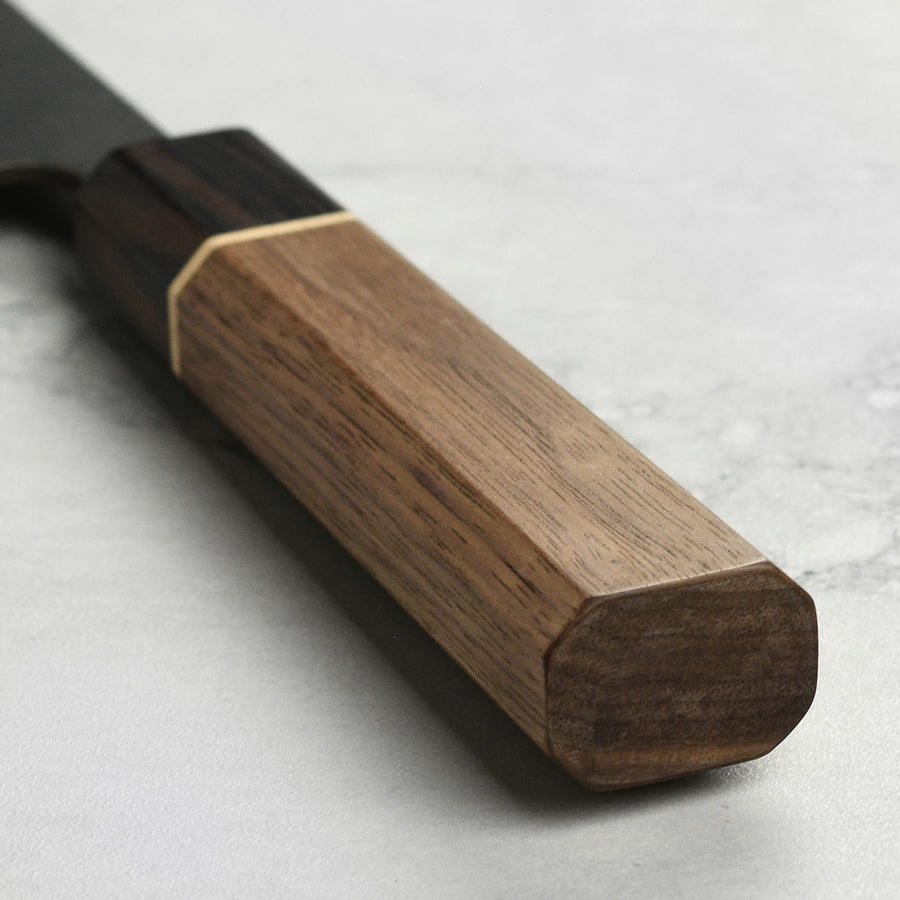 Shiro Kamo Aogami Super Kurouchi Stainless Clad 6.5" Santoku