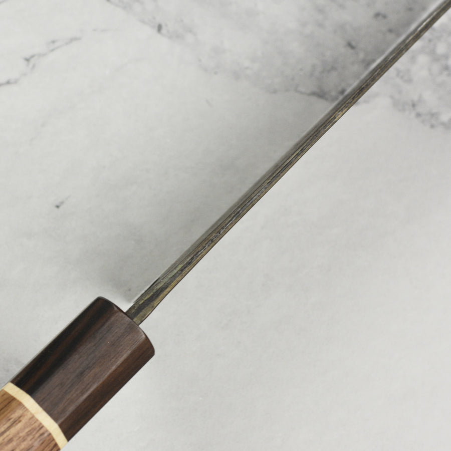 Shiro Kamo Aogami Super Kurouchi Stainless Clad 6.5" Santoku