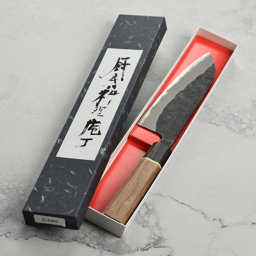 Shiro Kamo Aogami Super Kurouchi Stainless Clad 6.5" Santoku