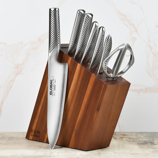 Global 8 Piece Acacia Knife Block Set