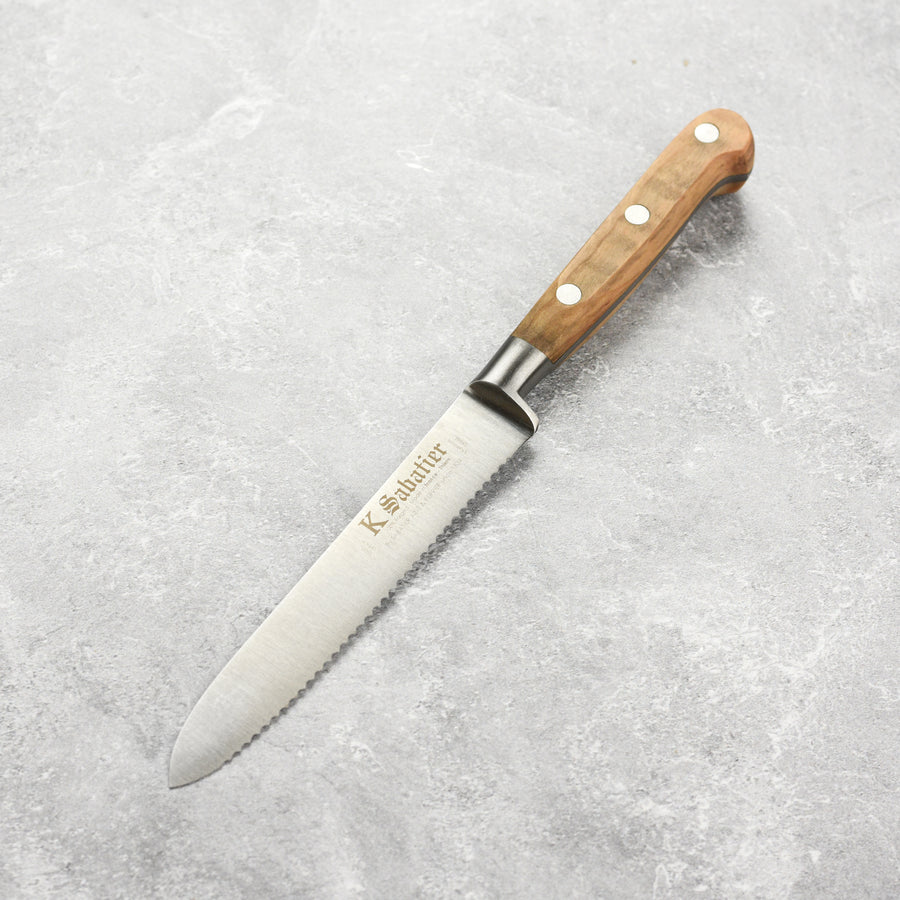 K Sabatier Olive Wood 5" Serrated Tomato Knife