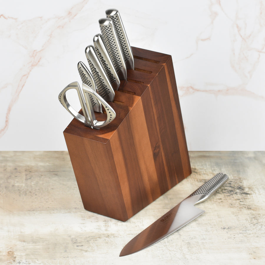 Global 8 Piece Acacia Knife Block Set