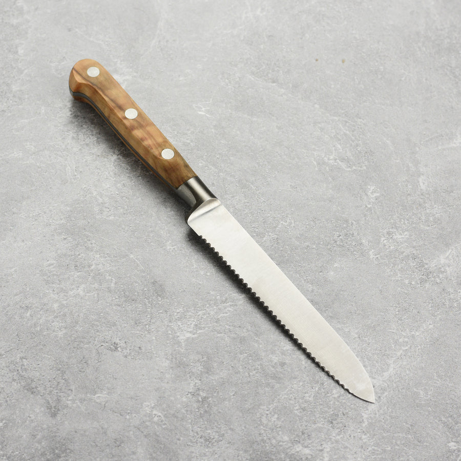 K Sabatier Olive Wood 5" Serrated Tomato Knife