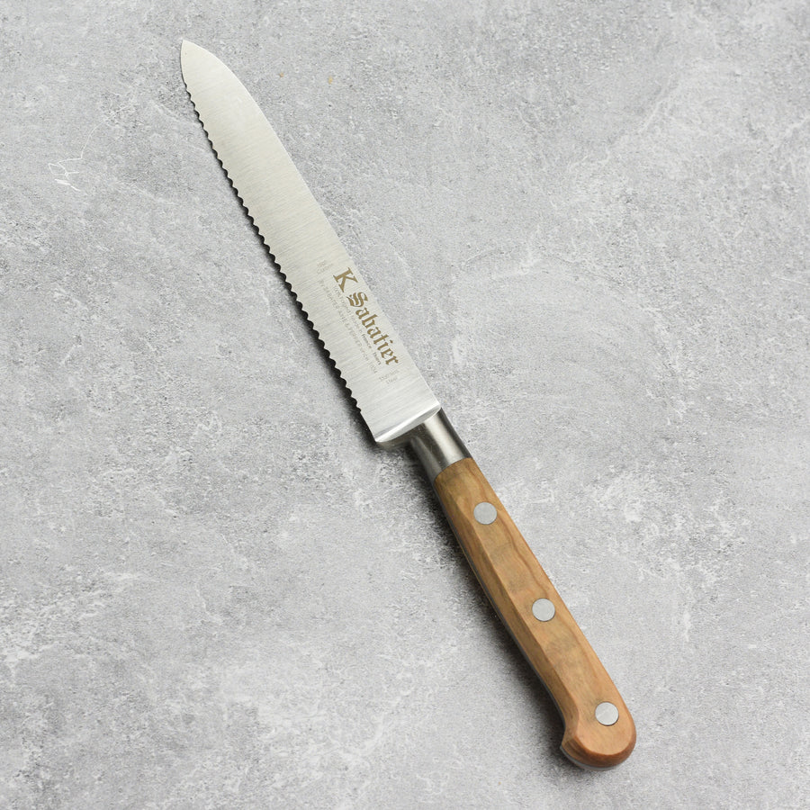 K Sabatier Olive Wood Serrated Tomato Knife - 5