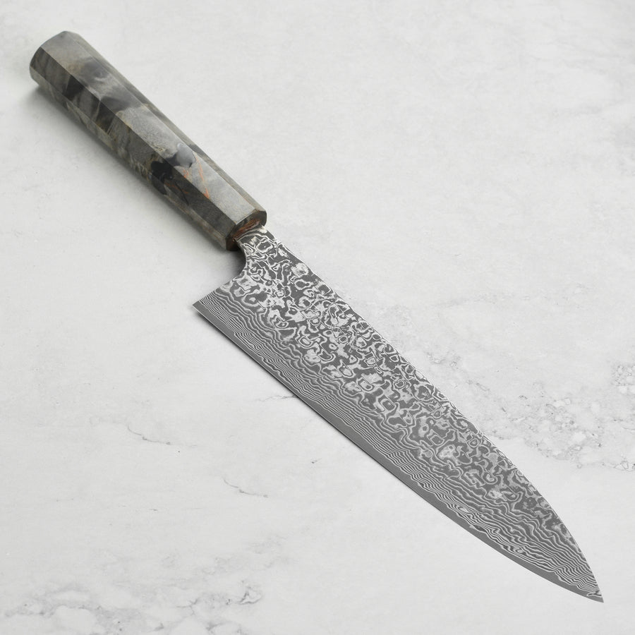 Saji SG2 Black Damascus 9.4" Gyuto, Stabilized Birch