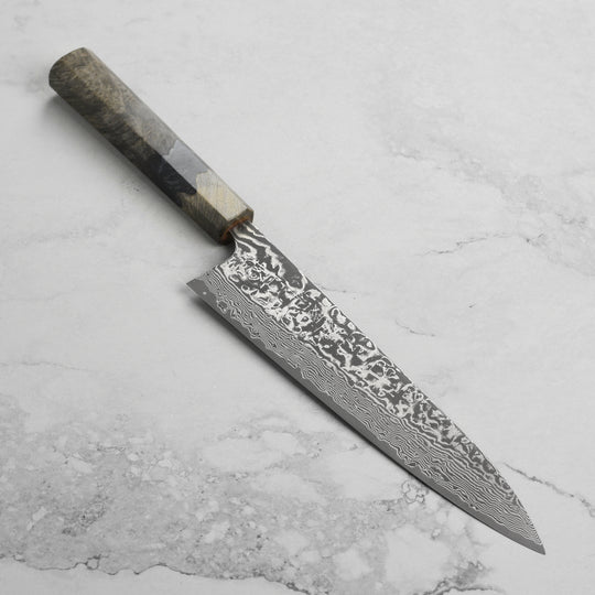 Saji SG2 Black Damascus 8.25" Gyuto, Stabilized Birch