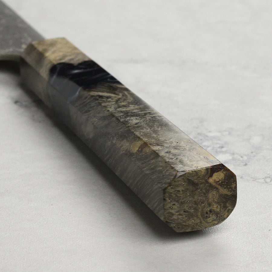 Saji SG2 Black Damascus 8.25" Gyuto, Stabilized Birch