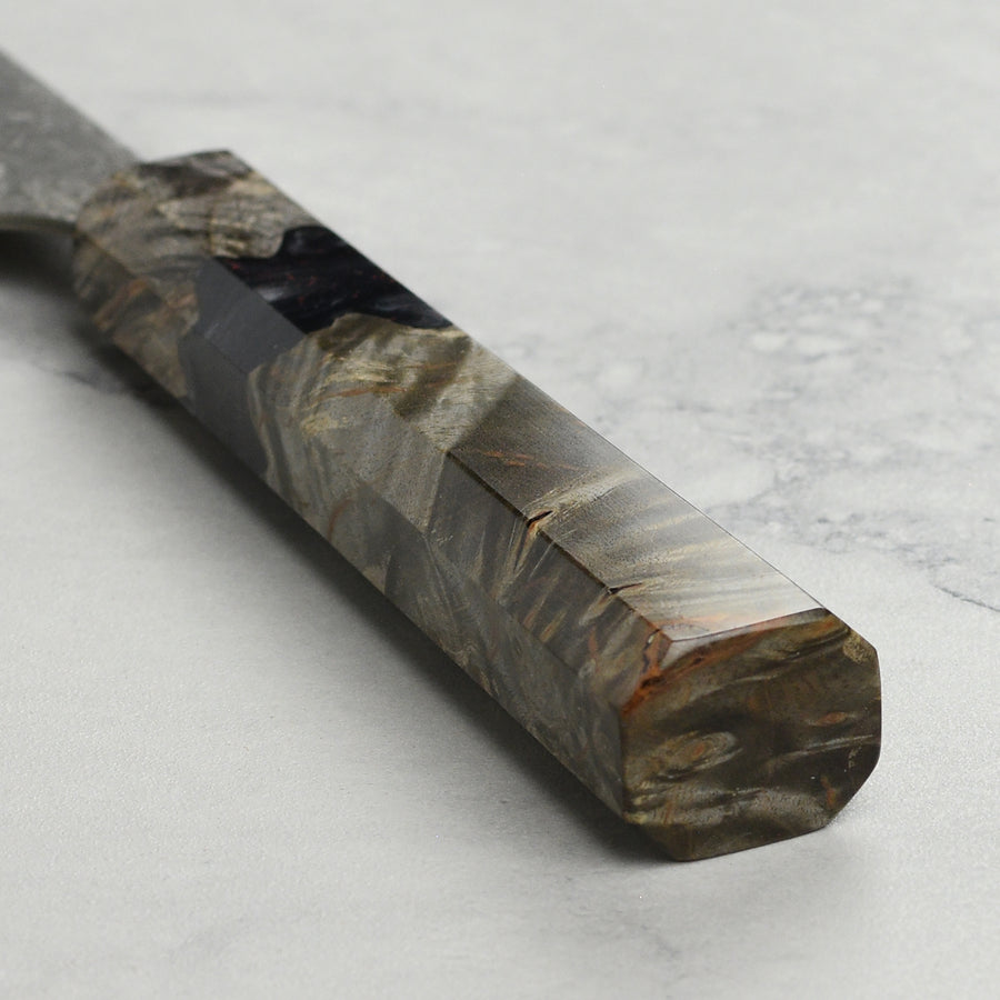 Saji SG2 Black Damascus 6.7" Bunka, Stabilized Birch
