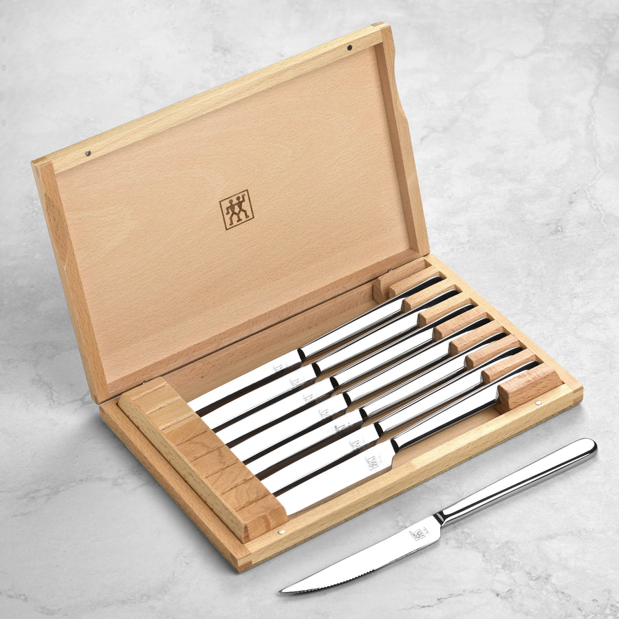 Zwilling 8 Piece Contemporary Stainless Steel Steak Knife Set with Case
