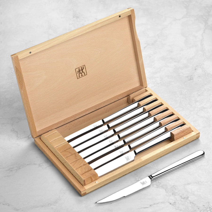 Zwilling 8 Piece Contemporary Stainless Steel Steak Knife Set with Case
