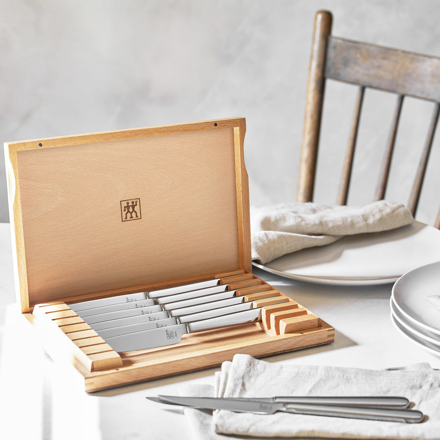 Zwilling 8 Piece Contemporary Stainless Steel Steak Knife Set with Case