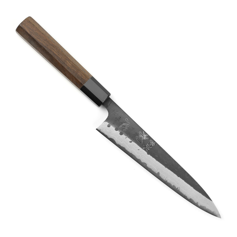 Hatsukokoro Shinkiro Aogami Super Kurouchi Damascus 5.9" Petty, Walnut with Ferrule