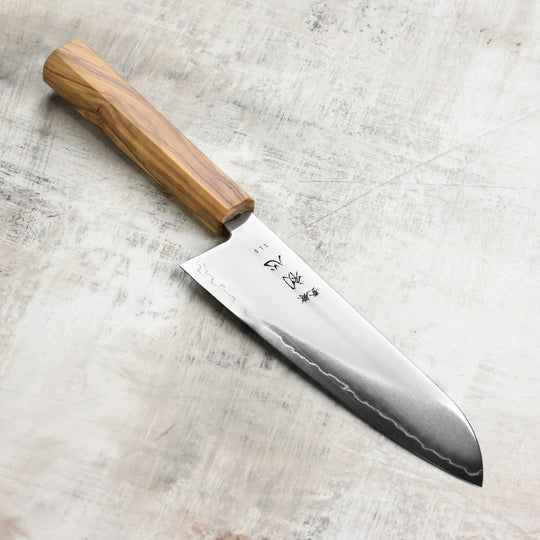 Hatsukokoro Hikari SLD 7" Santoku, Olivewood