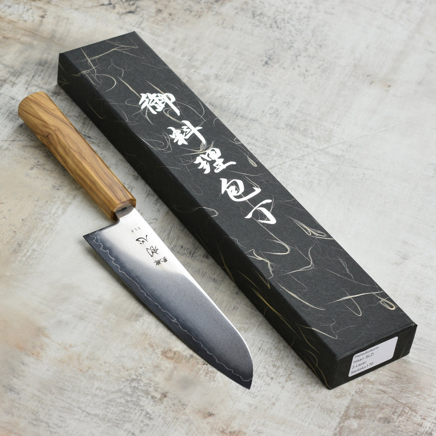 Hatsukokoro Hikari SLD 7" Santoku, Olivewood