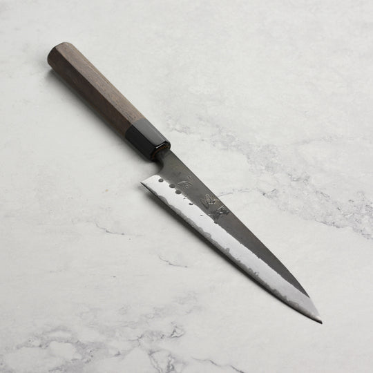 Hatsukokoro Shinkiro Aogami Super Kurouchi Damascus 5.9" Petty, Walnut with Ferrule