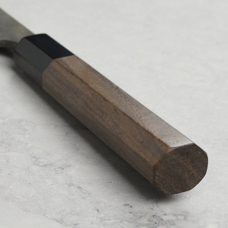 Hatsukokoro Shinkiro Aogami Super Kurouchi Damascus 5.9" Petty, Walnut with Ferrule