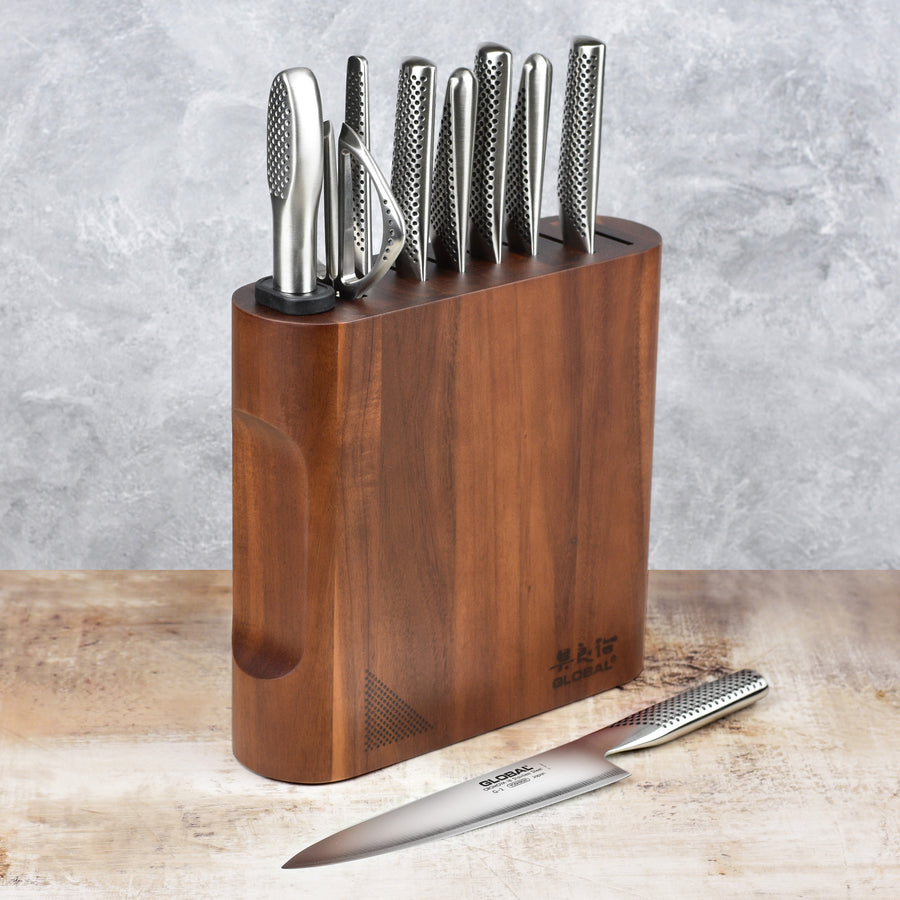 Global 10 Piece Kanpeki Knife Block Set, Acacia