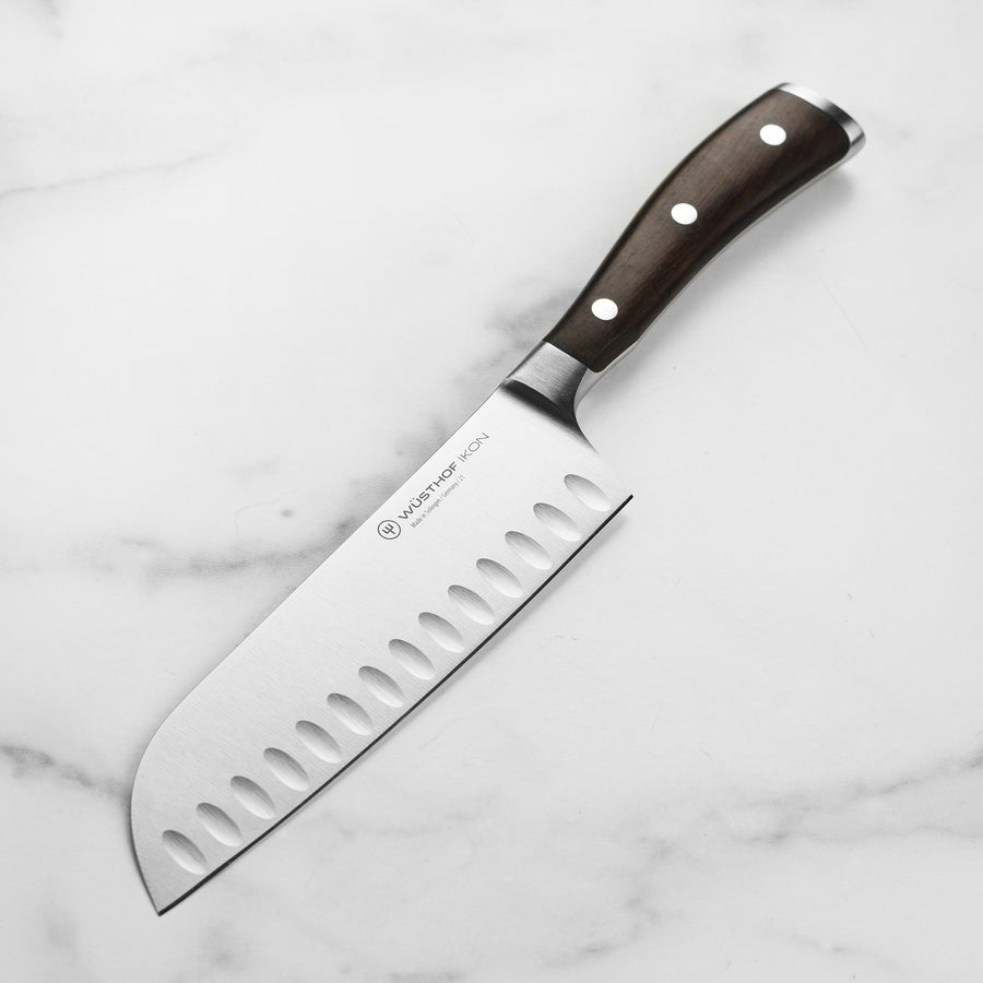 Wusthof Ikon Blackwood 7" Hollow Edge Santoku Knife