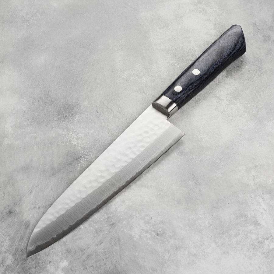 Masutani VG10 Hammered Damascus 7" Gyuto, Blue Handle